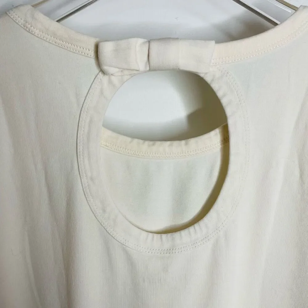 Kate Spade NY Open Back Bow White Cream 3/4 Sleeve Blouse Top Size Large L‎